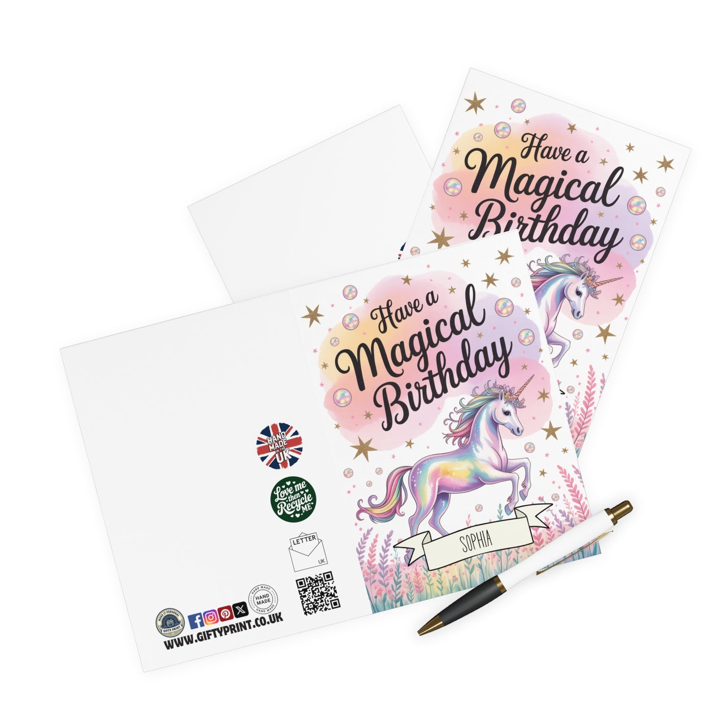 Kids Birthday Card Unicorns Personalised