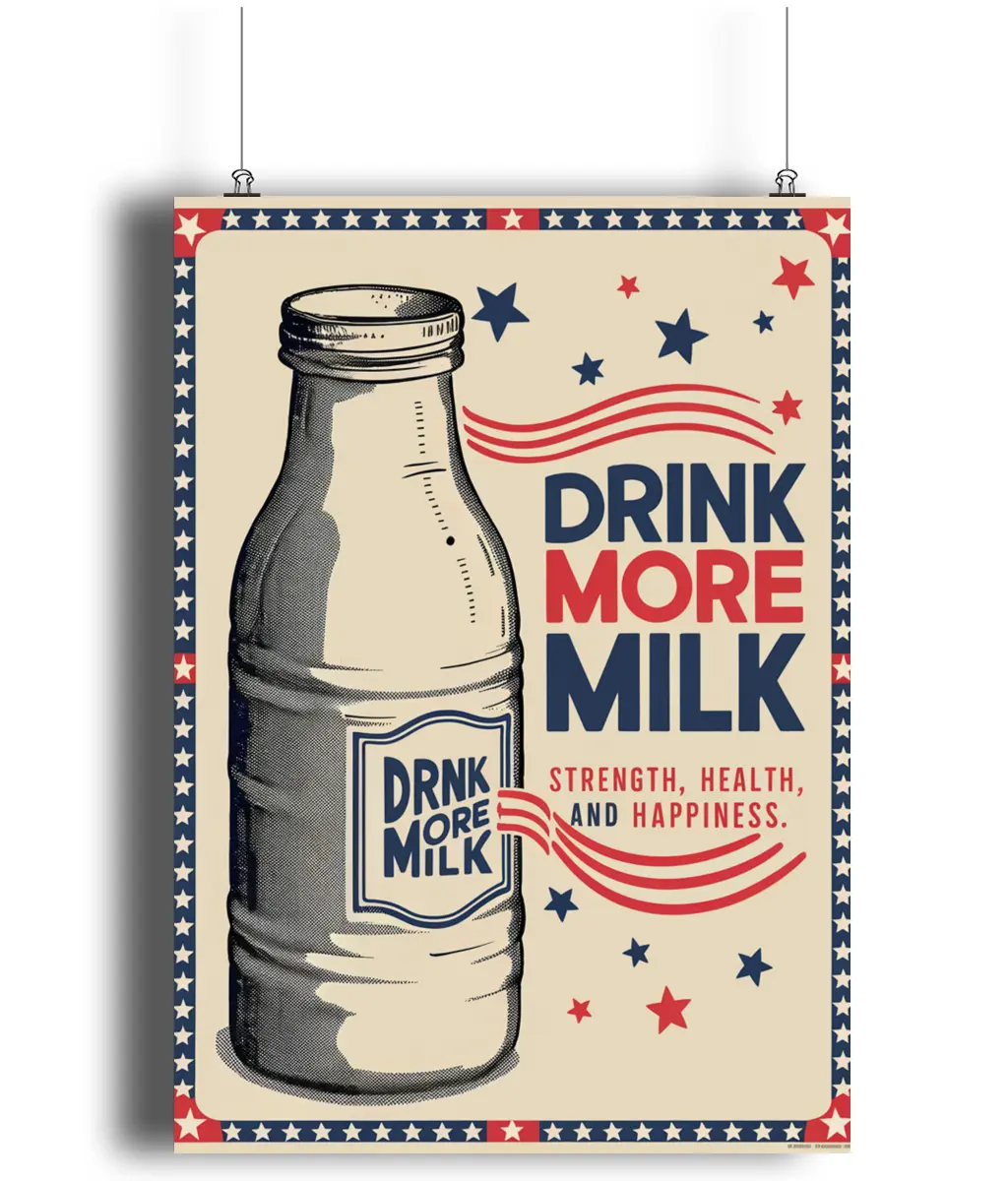 Kitchen Wall Art Drink More Milk Vintage Advert