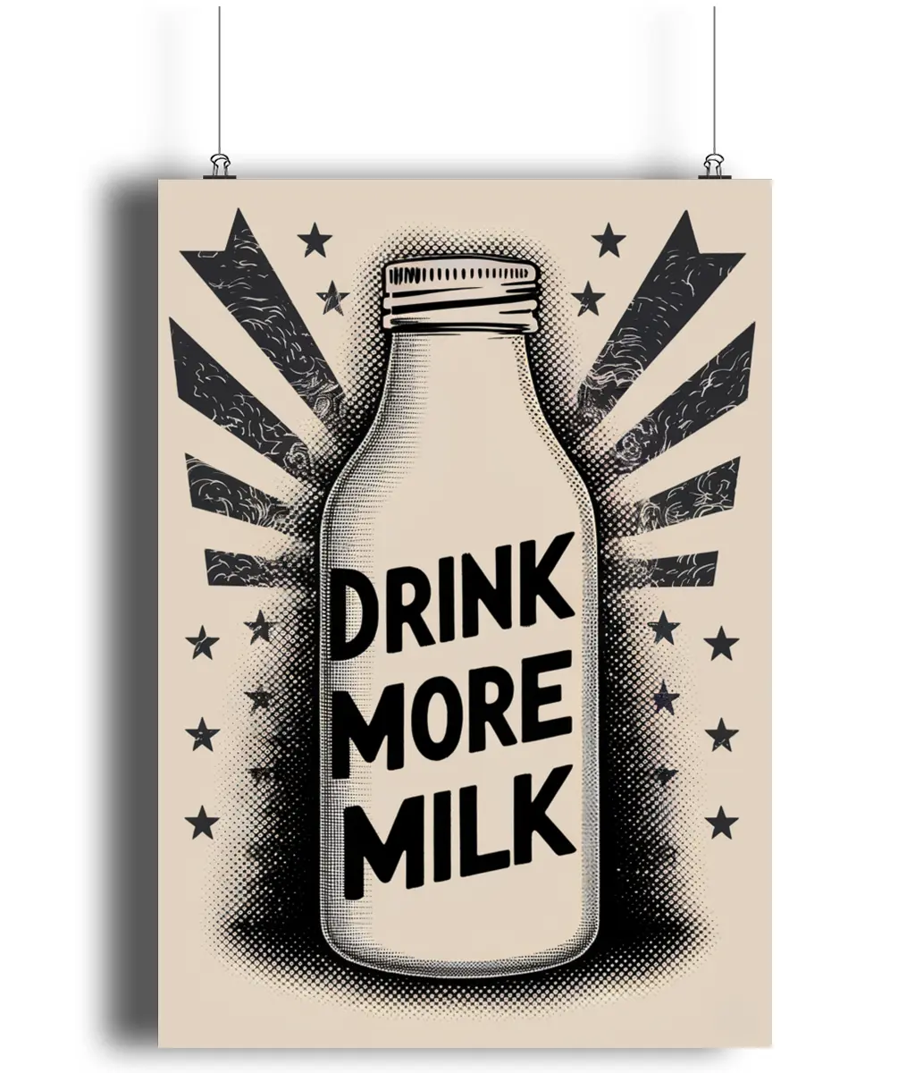 Kitchen Wall Art Vintage Advert Drink More Milk