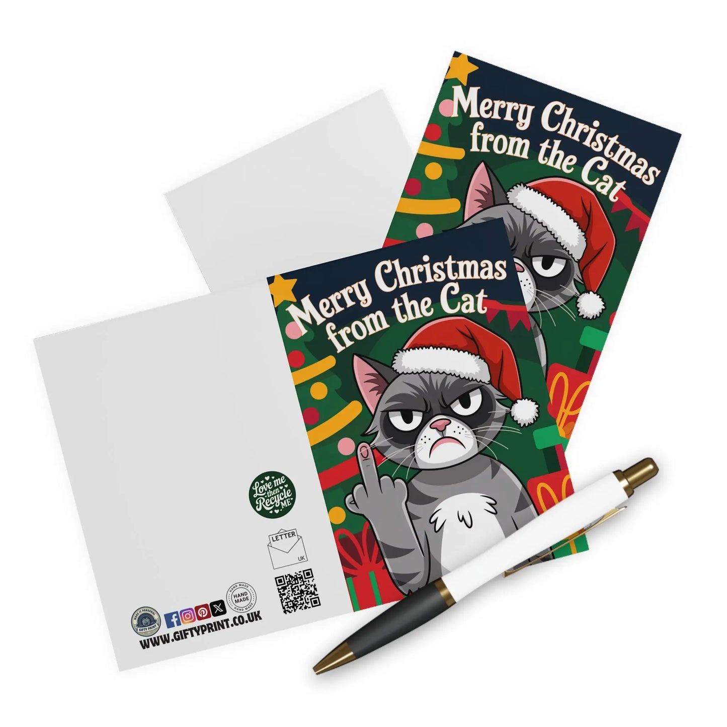 Merry Christmas From The Cat Middle Finger Christmas Card context