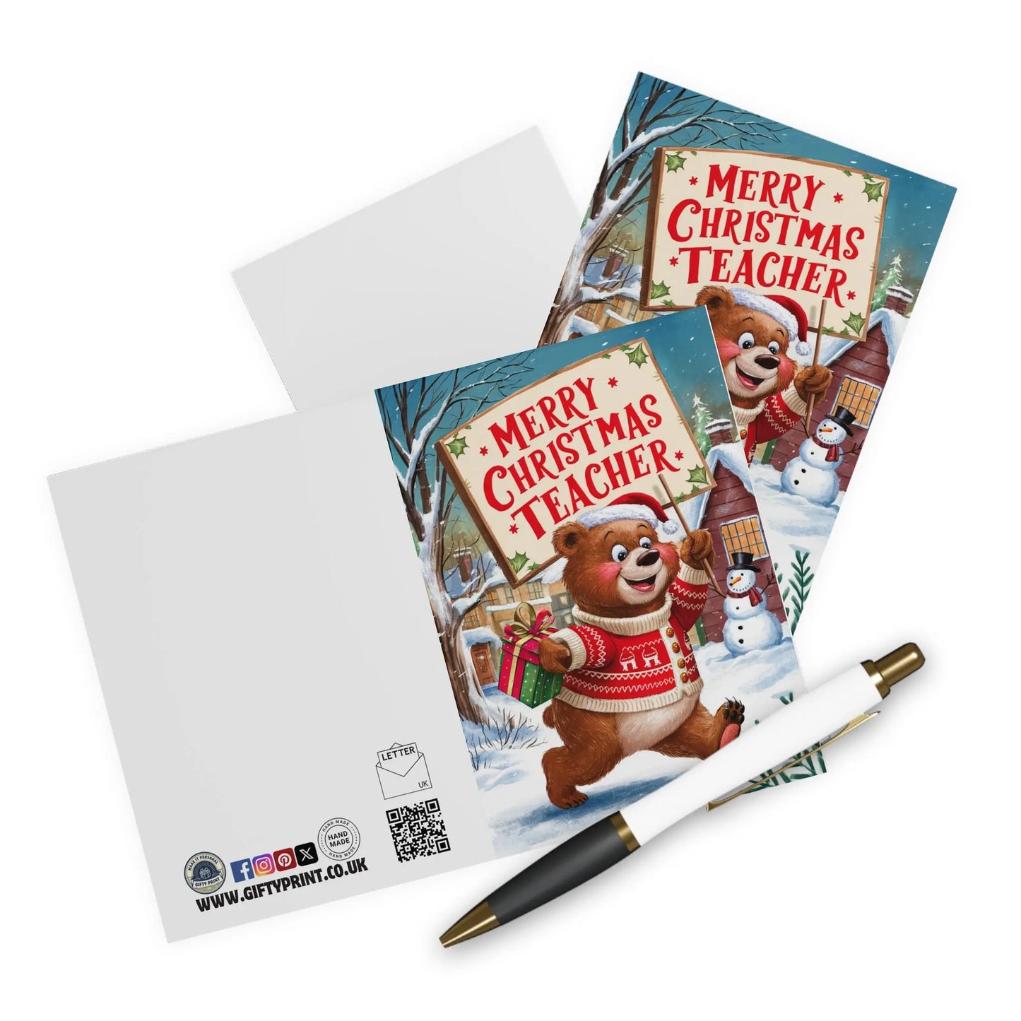 Context Merry Christmas Teacher Cute Bear Christmas Card