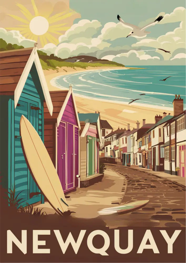 A3 Print New Newquay Vintage Travel Poster Print