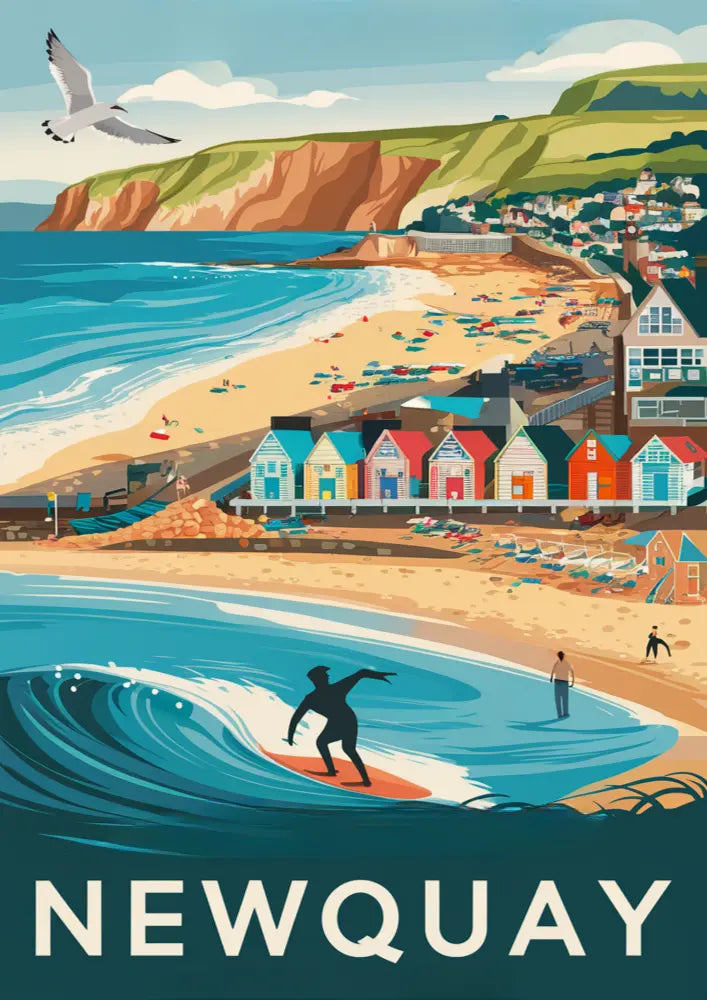 New Newquay Vintage Travel Poster Print Or Framed Gifty Print