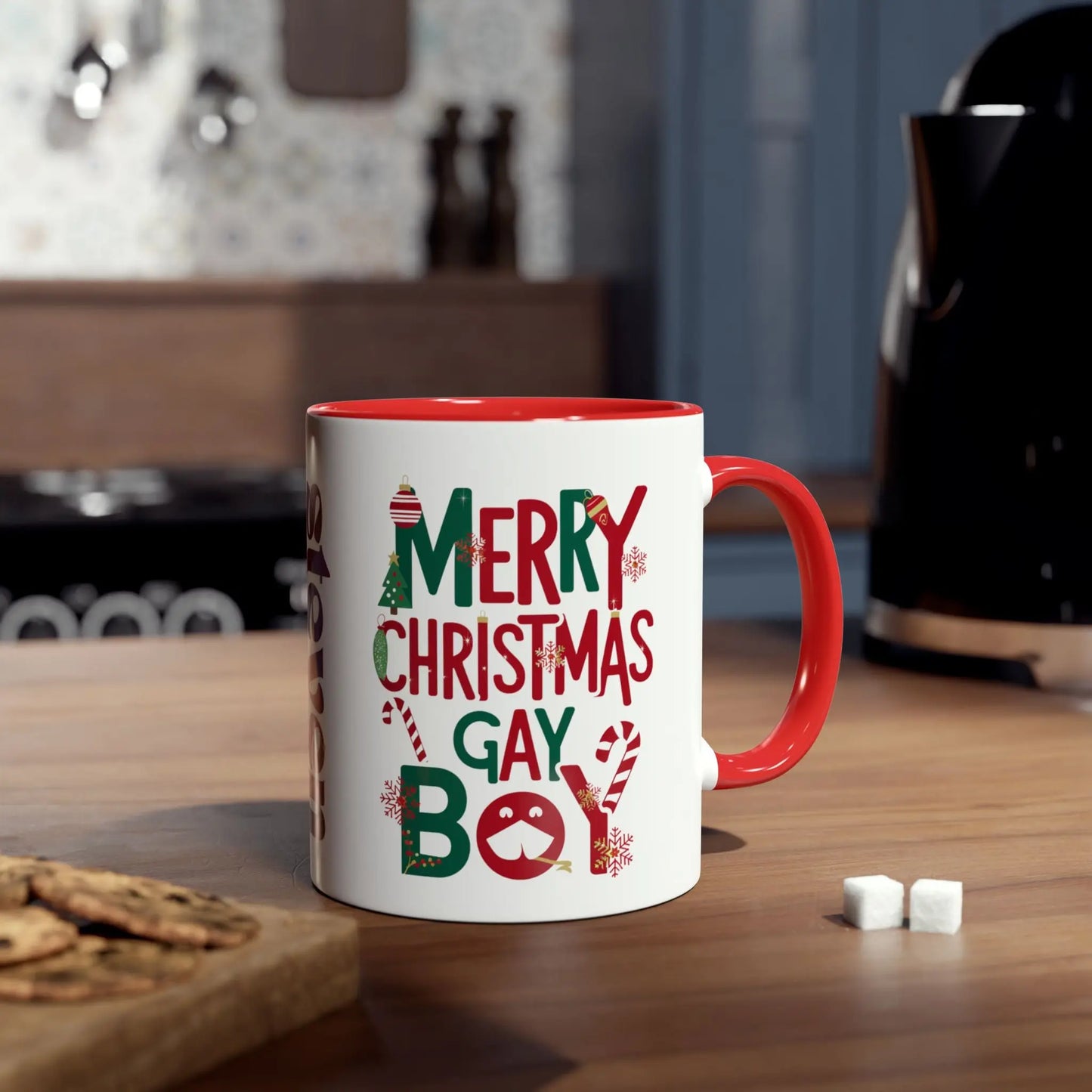 Context Personalised Merry Christmas Gay Boy Red Christmas Mug