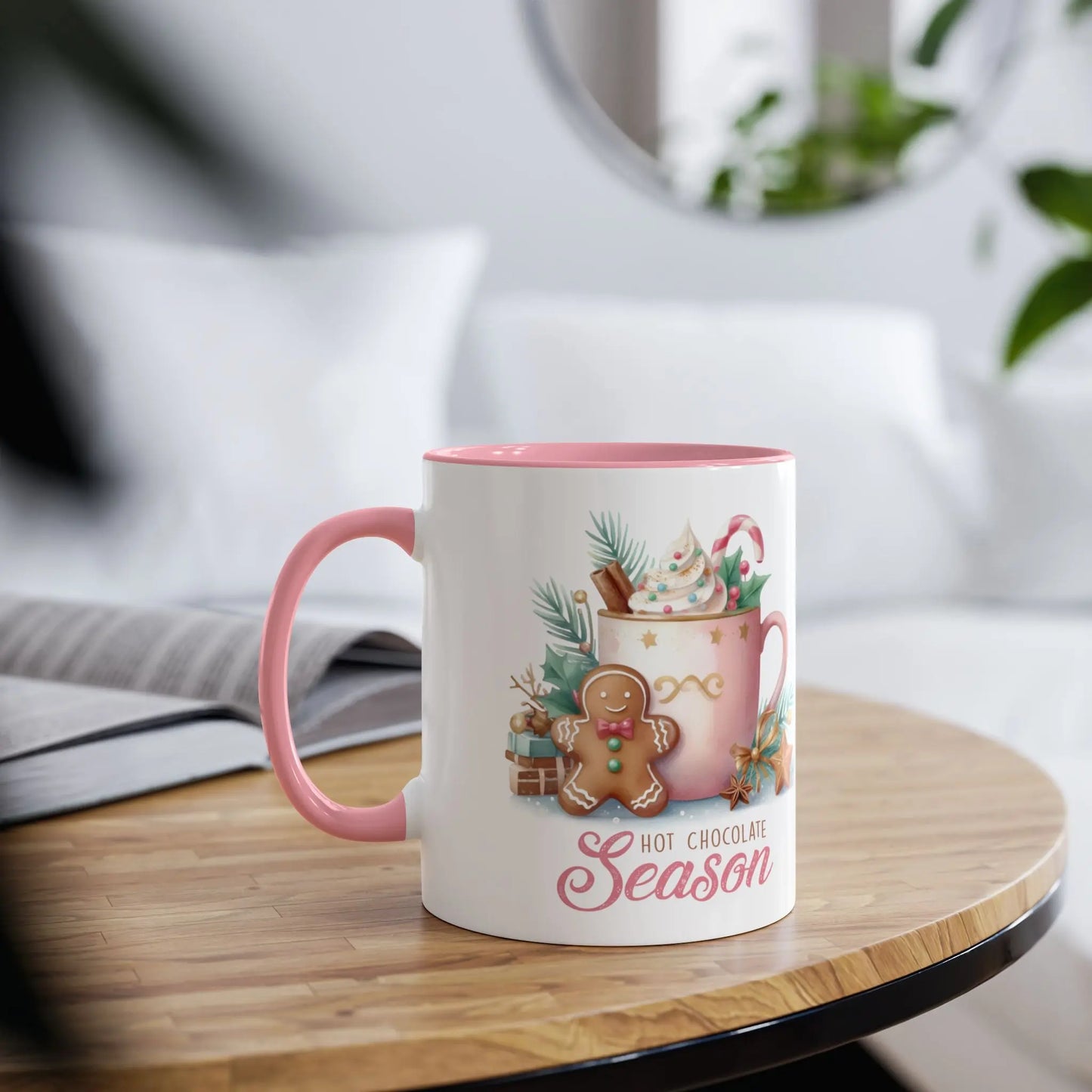 Context Personalised Pink Hot Chocolate Season Christmas Mug