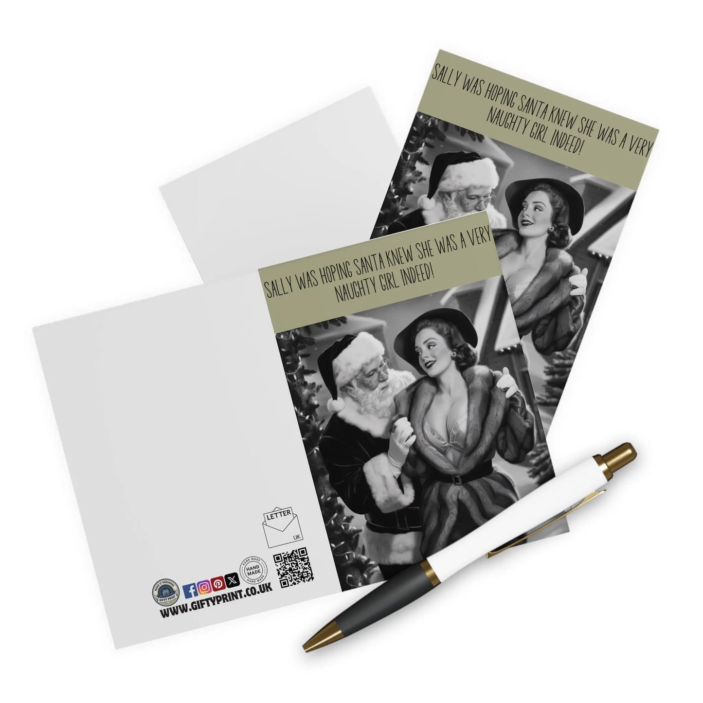 Funny Christmas Card Personalised She Was Hoping Santa Knew She Had Been A Naughty Girl Gifty Print