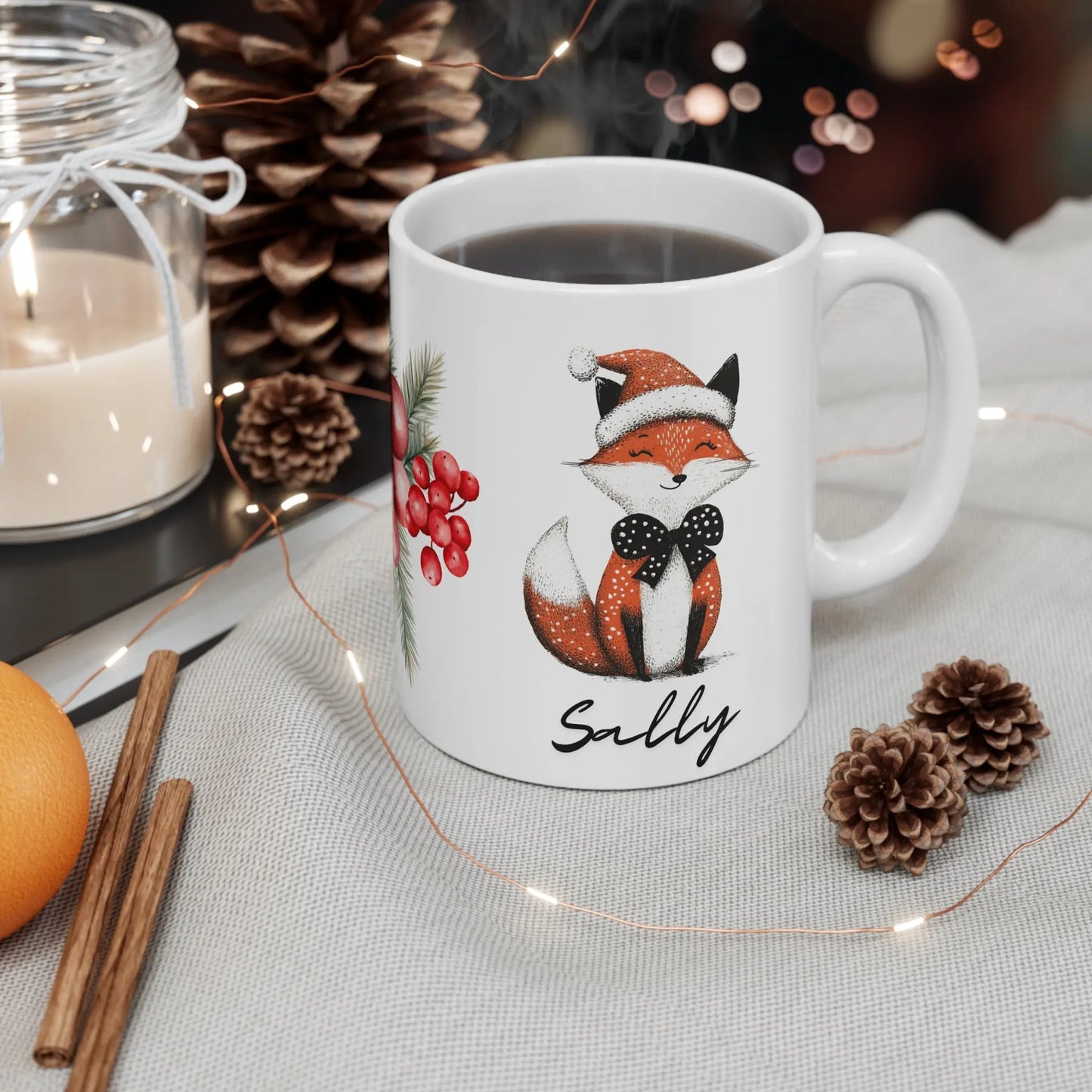 Personalised The Winter Fox Christmas Mug