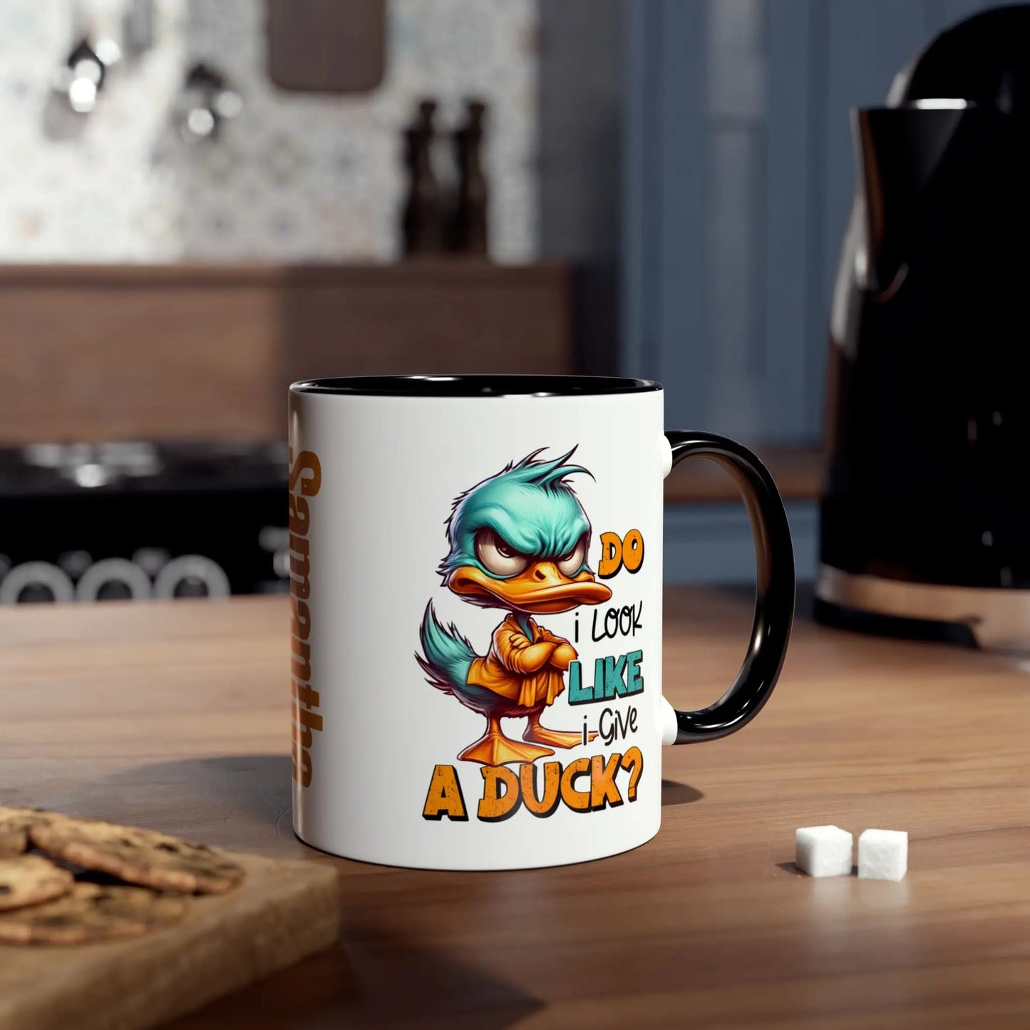 Context Personalised Do I Look Like I Give A Duck Black Mug