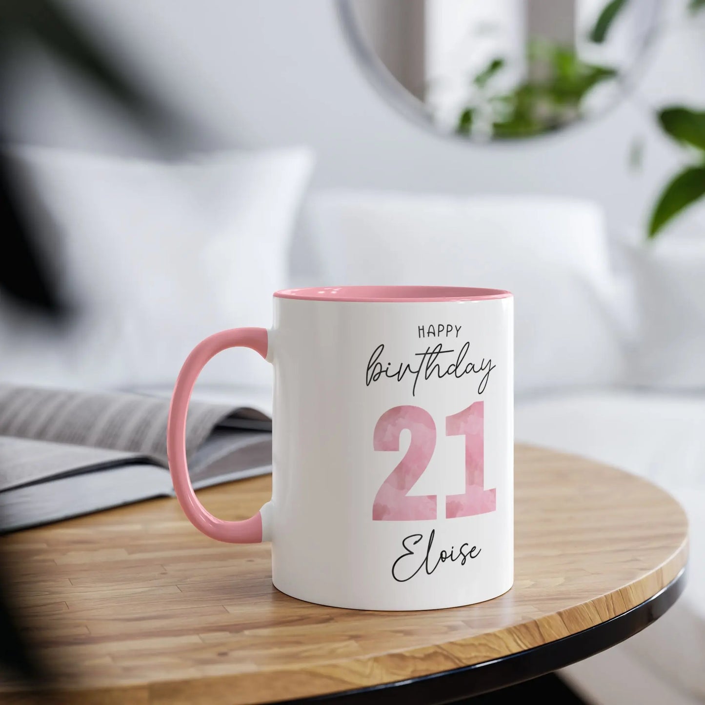 Personalised Milestone Pink Floral Birthday Mug Any Age Context