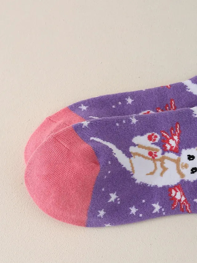 Angel Cats Pink & Purple Novelty Gift Socks