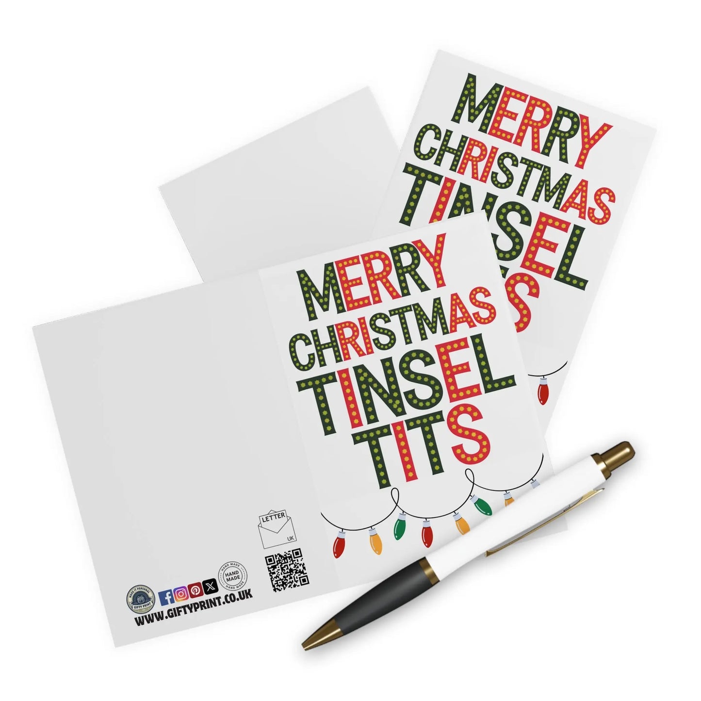 Rude Christmas Card Merry Christmas Tinsel Tits Lights context