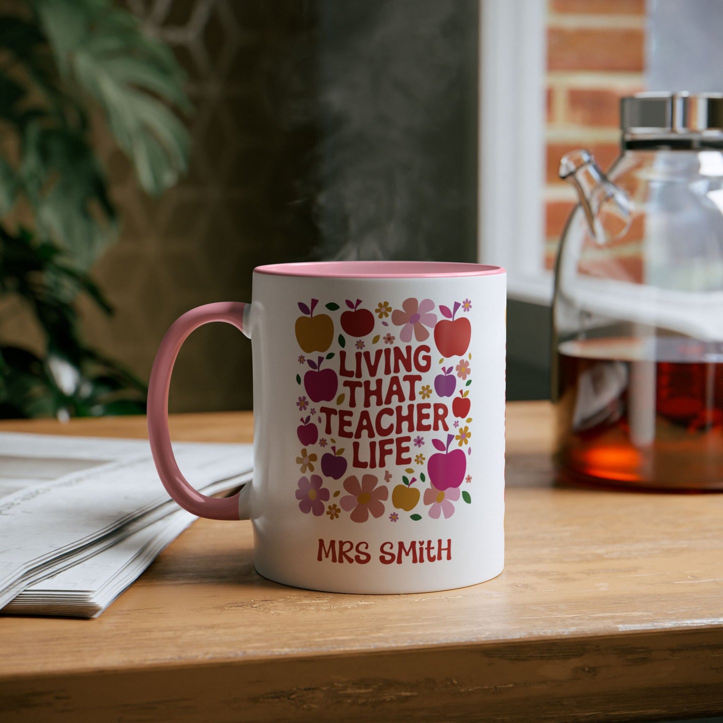 Teachers Mug Living The Teacher Life Pink Personalised