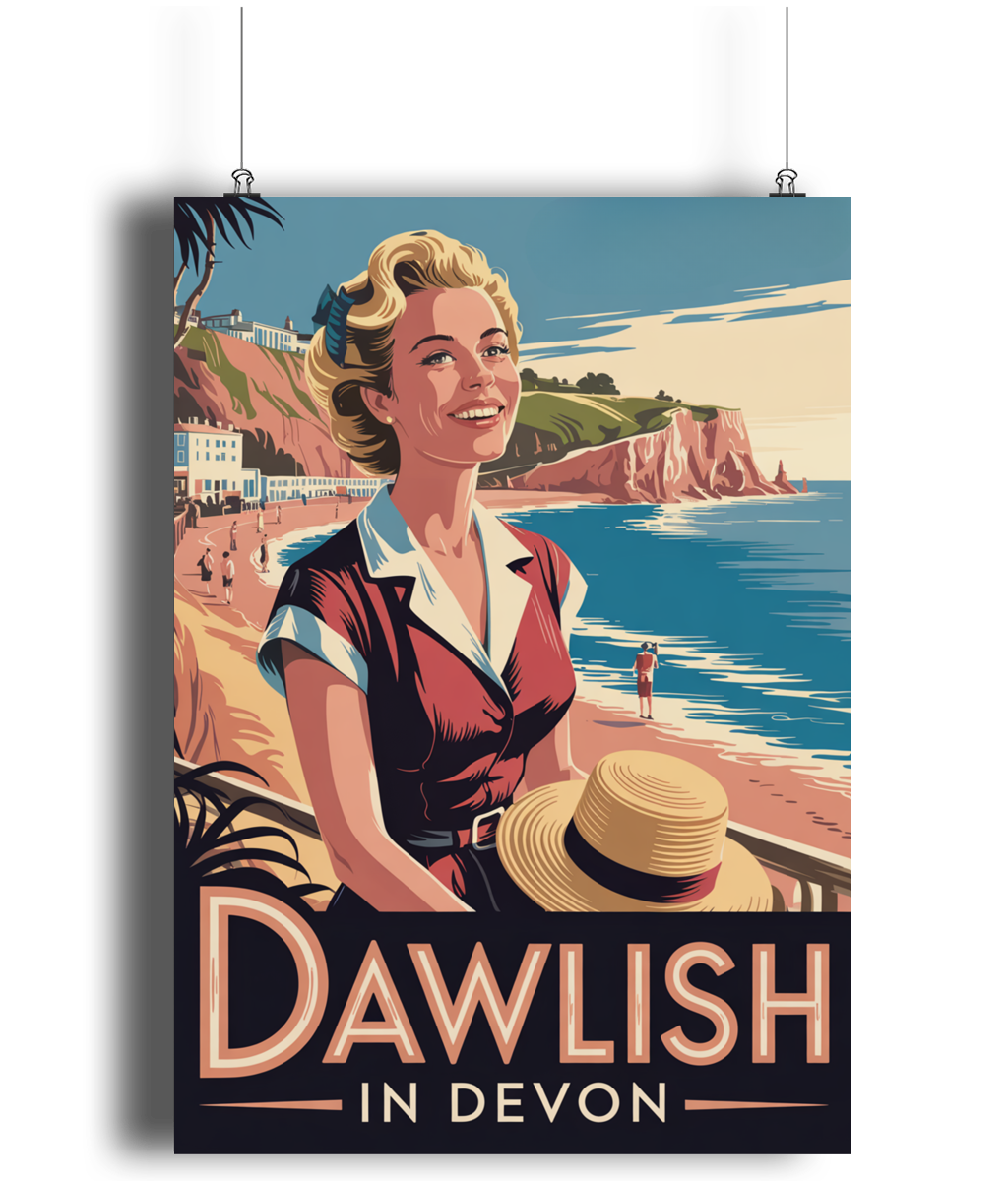Vintage Travel Wall Art Poster Dawlish Devon