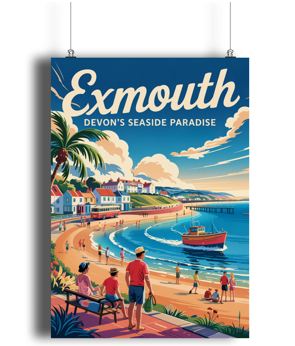 Vintage Travel Wall Art Poster Exmouth Devon