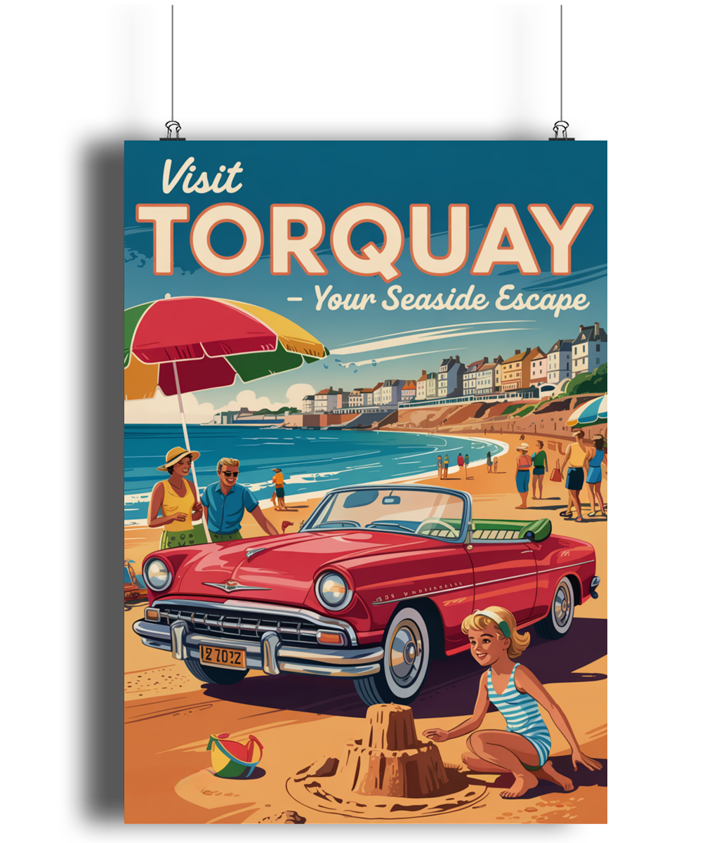 Vintage Travel Wall Art Poster Torquay Devon