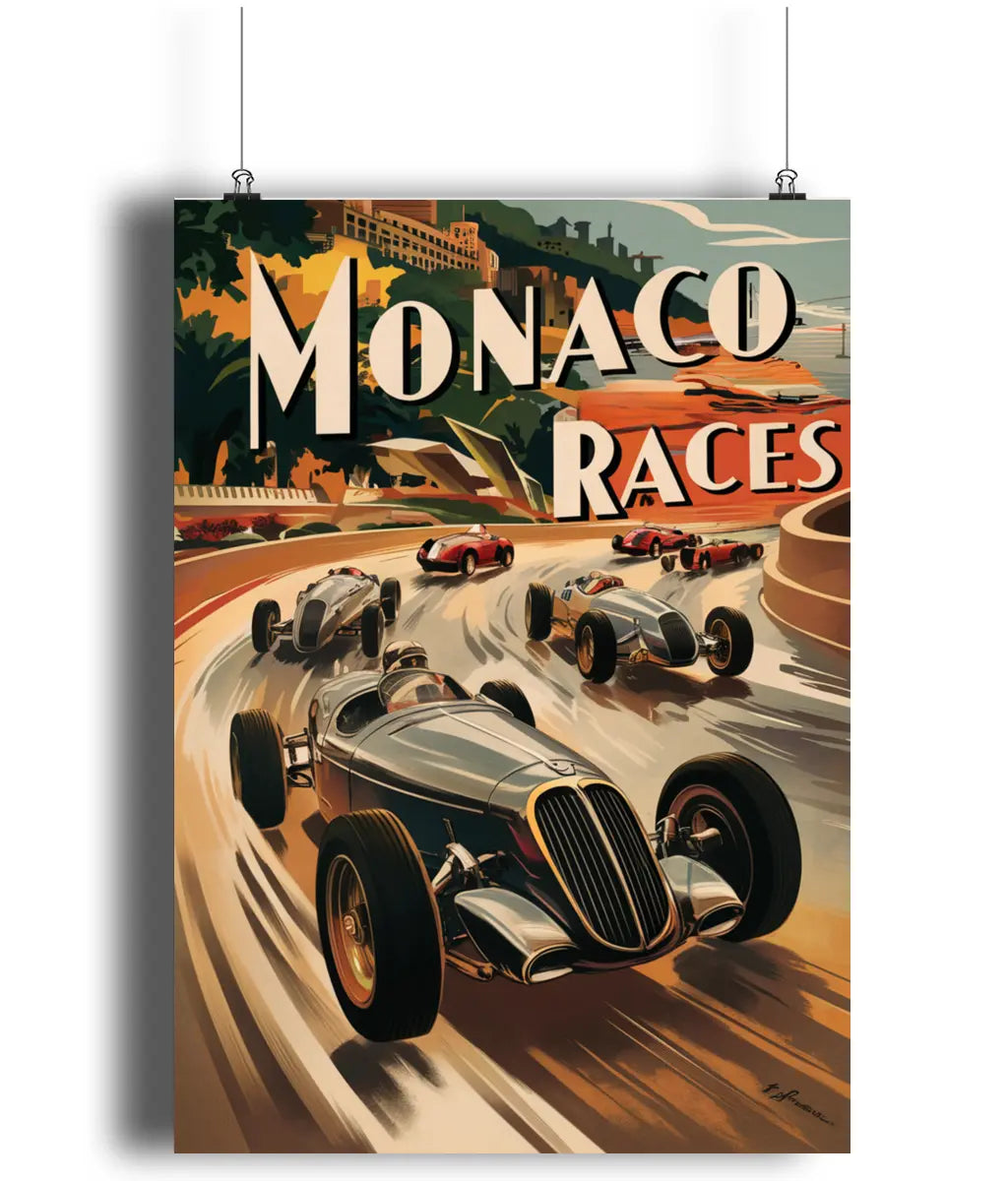 Vintage Travel Poster Wall Art Print Monaco Races