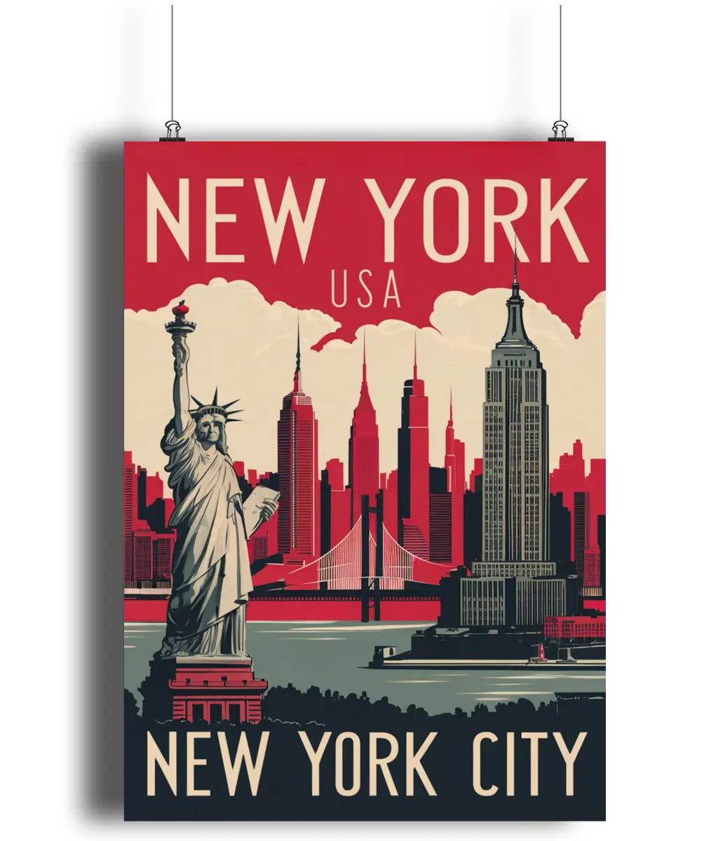 Vintage Travel Poster Wall Art Print New York City