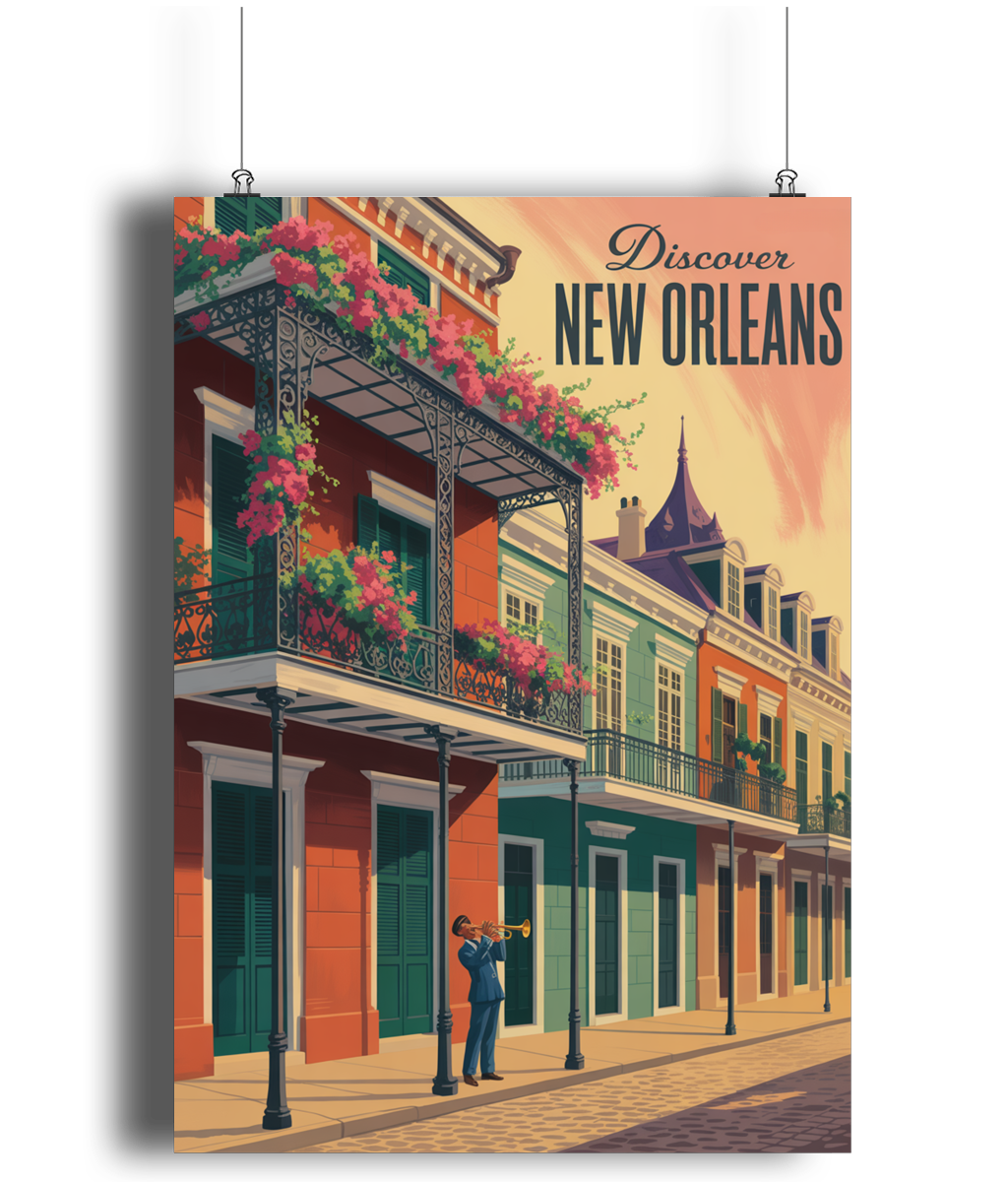 Vintage Travel Poster Print Discover New Orleans