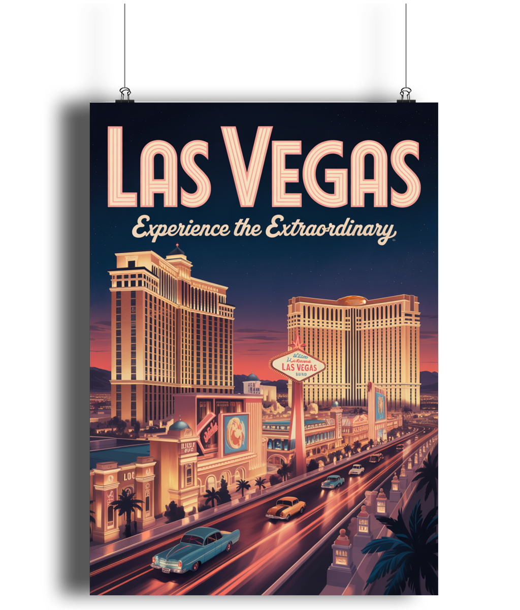 Vintage Travel Poster Print Visit Las Vegas Nevada