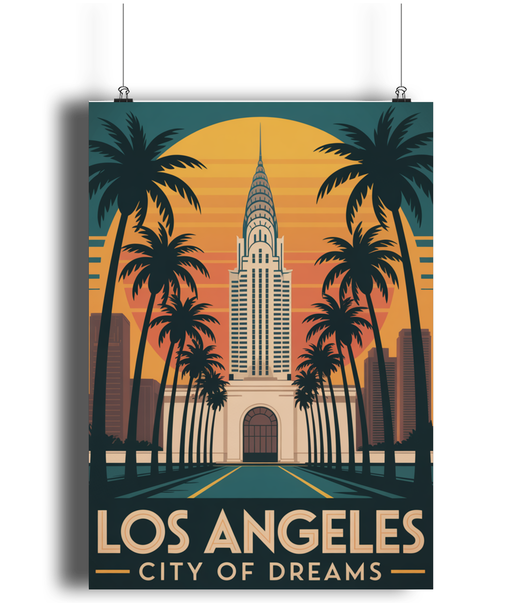 Vintage Travel Poster Print Visit Los Angeles City Of Dreams