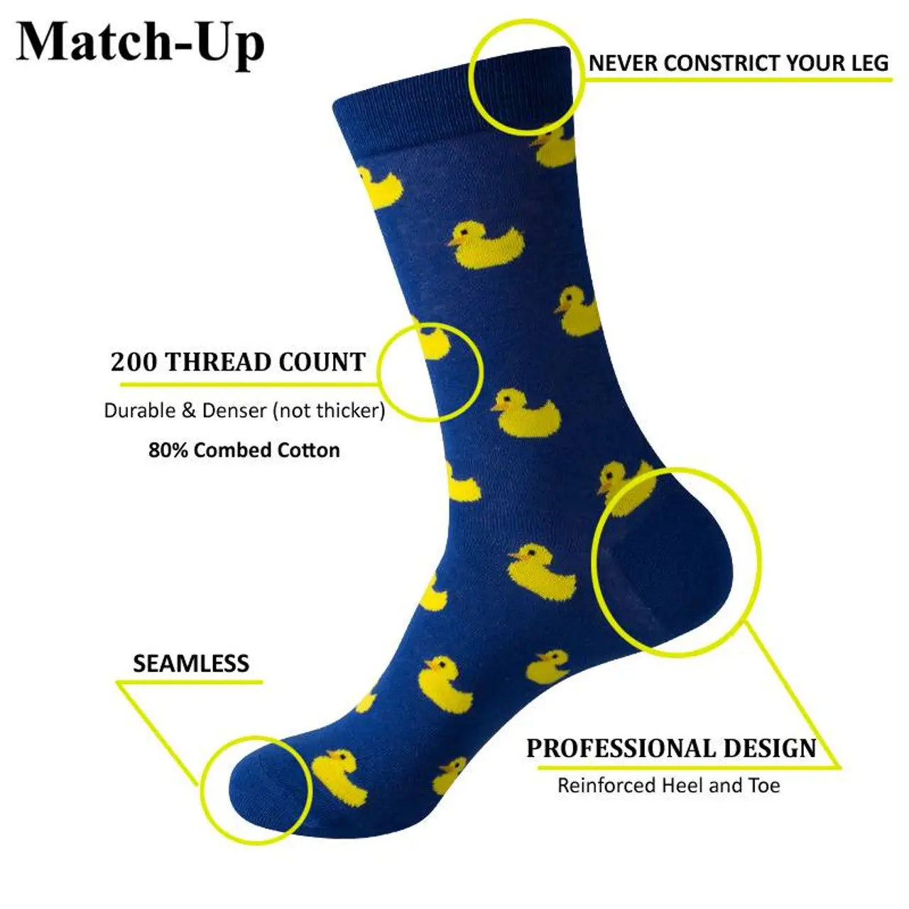 Men's Novelty Gift Socks Rubber Duck Blue & Yellow