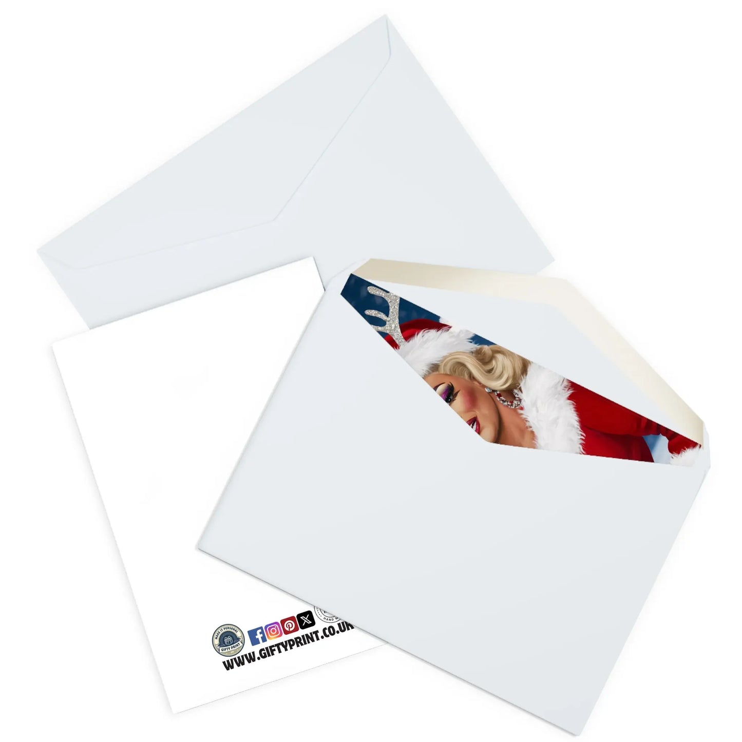 envelope view of Christmas Card Drag Queen Santa Happy Christmas Ho Ho ho