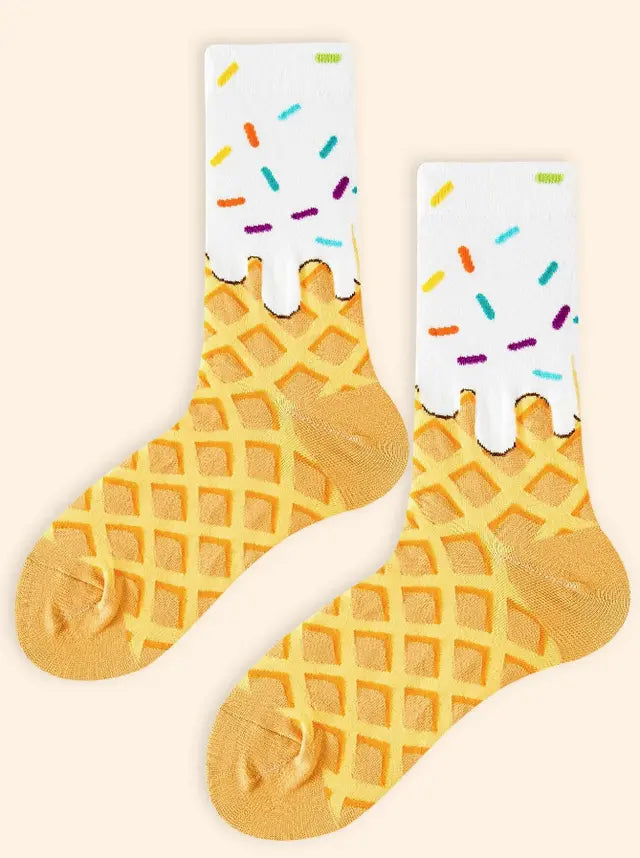 Unisex Ice Cream Cones With Sprinkles Novelty Gift Socks