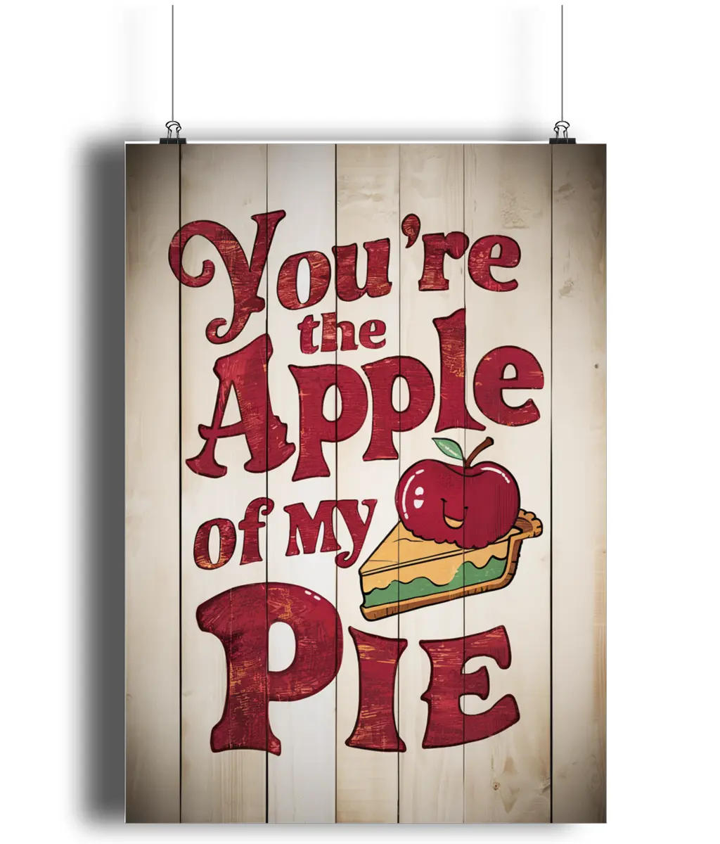 Kitchen Wall Art Your The Apple Of My Pie Wood Effect