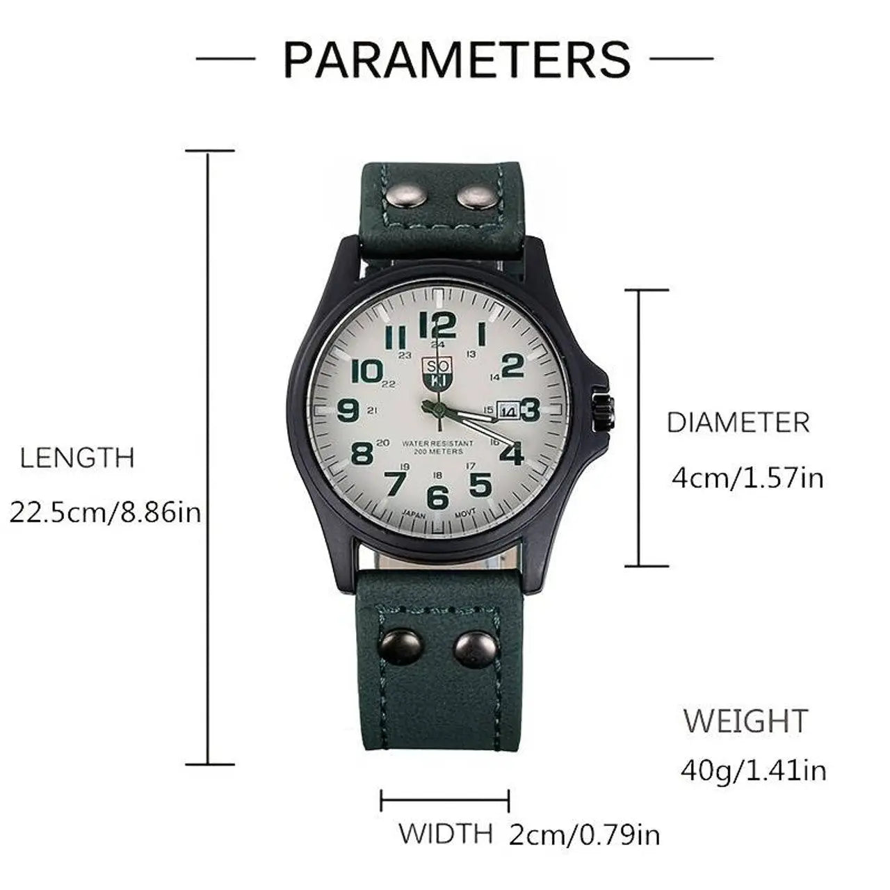 Classic Men's Sports Watch Quartz Watch Black Face