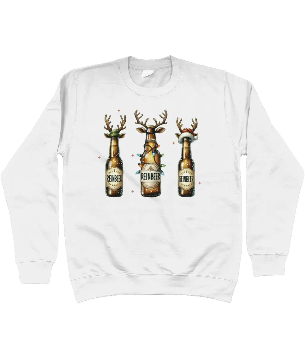 Reinbeer Funny Beer White Christmas Jumper