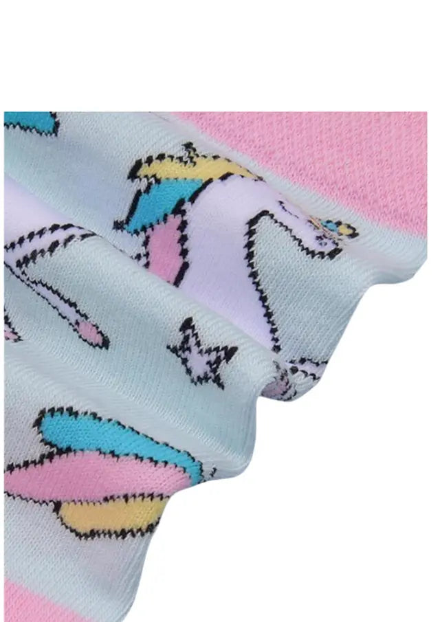 Unicorns And Rainbows Pastel Pink and Blue Socks