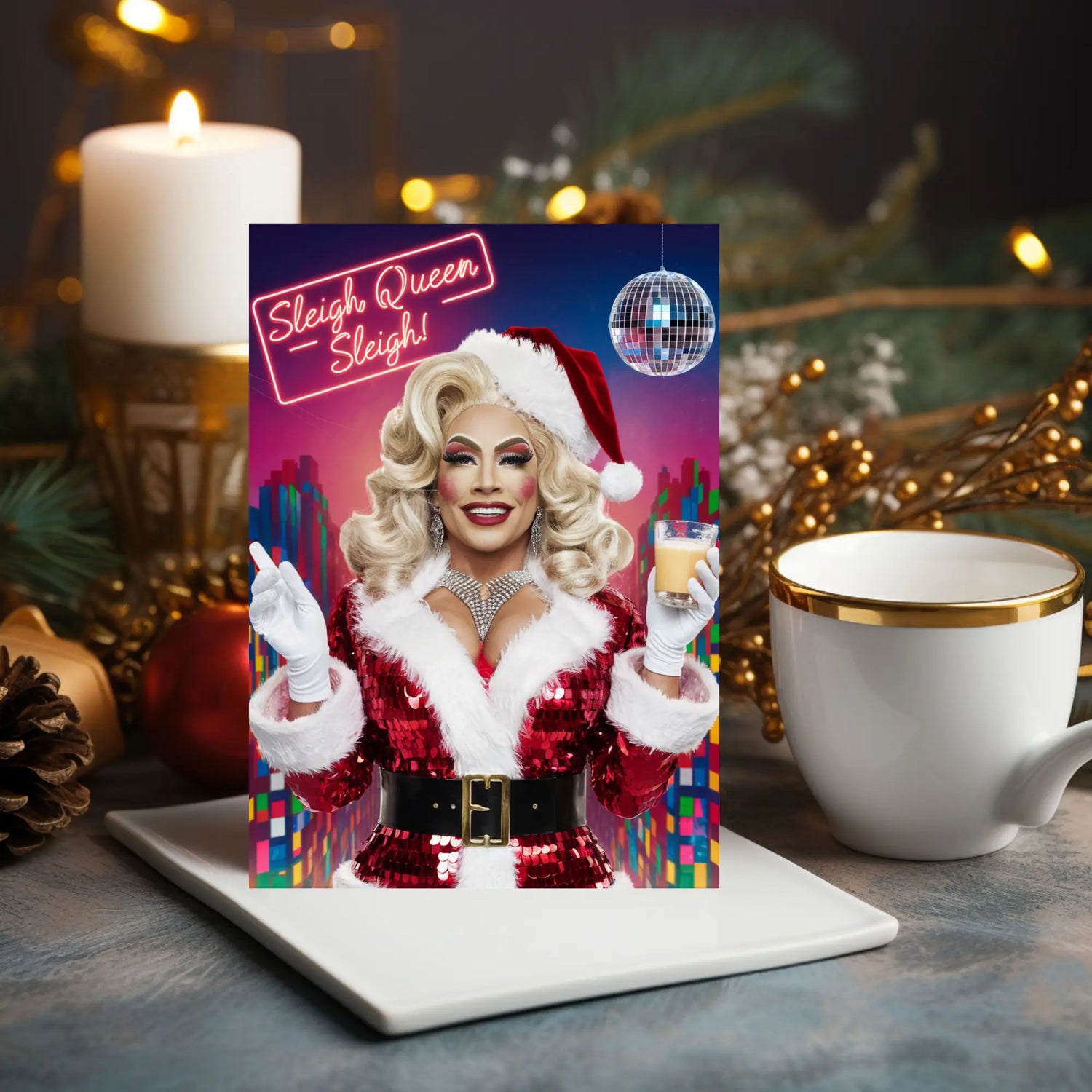 Gay Christmas cards and LGBTQ+ holiday greeting cards with colourful and festive designs