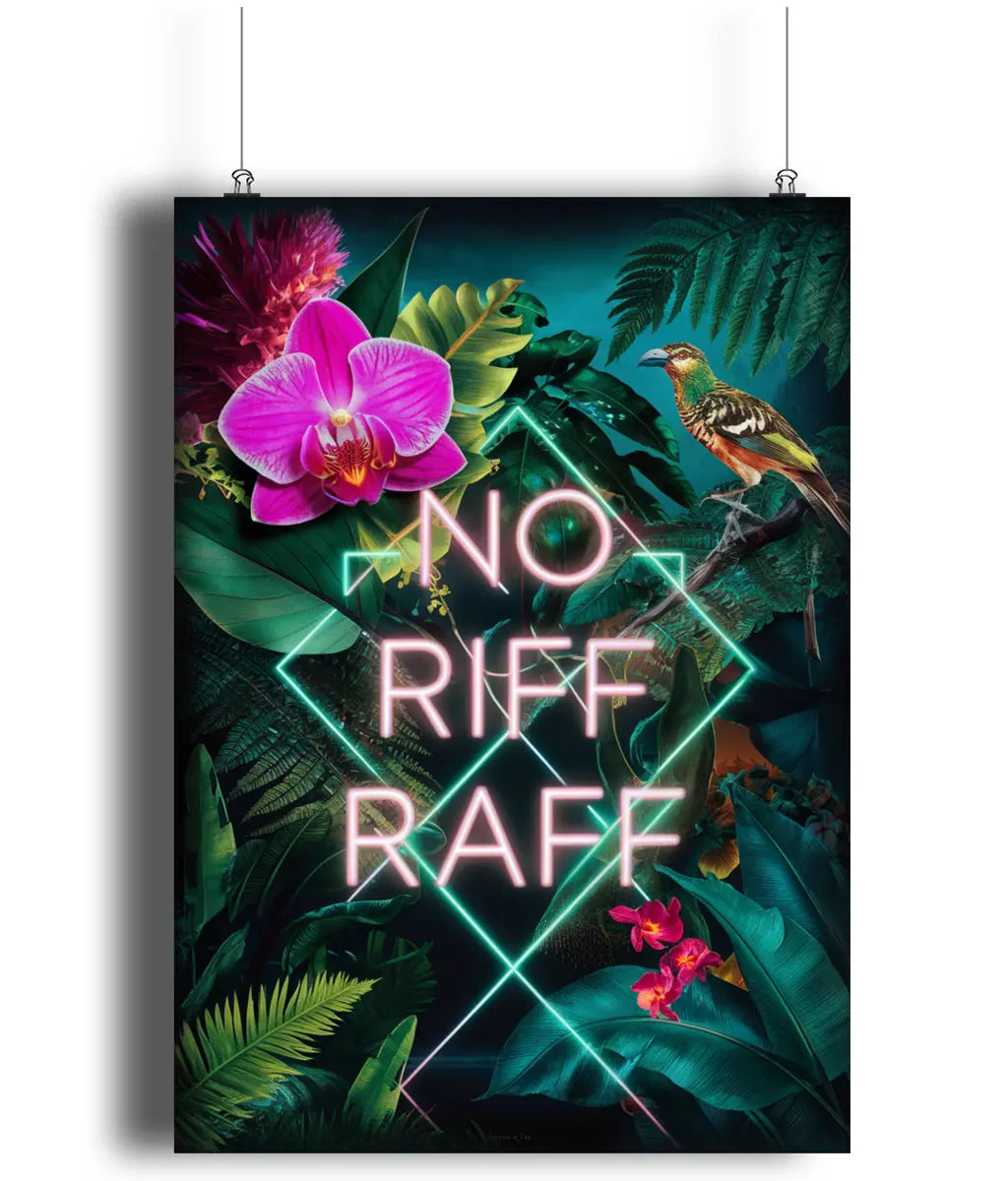Neon Sign Print Sign No Riff Raff Jungle Neon Effect | Gifty Print