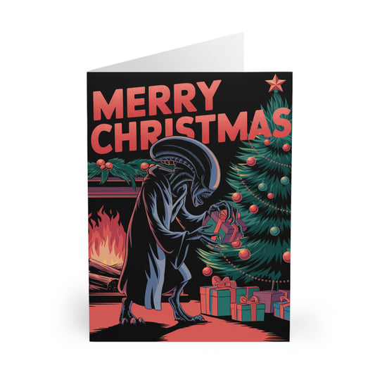 Alien Merry Christmas Card Funny Sci Fi Card front