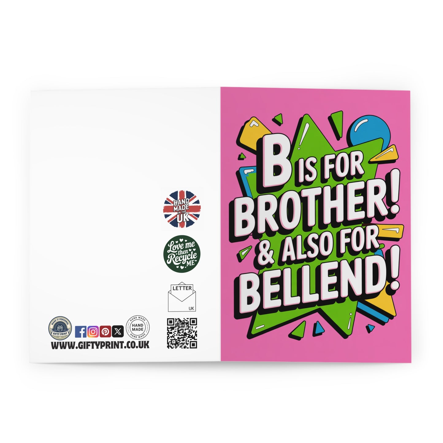Funny Brother Birthday Card B Is For Brother & For Bellend