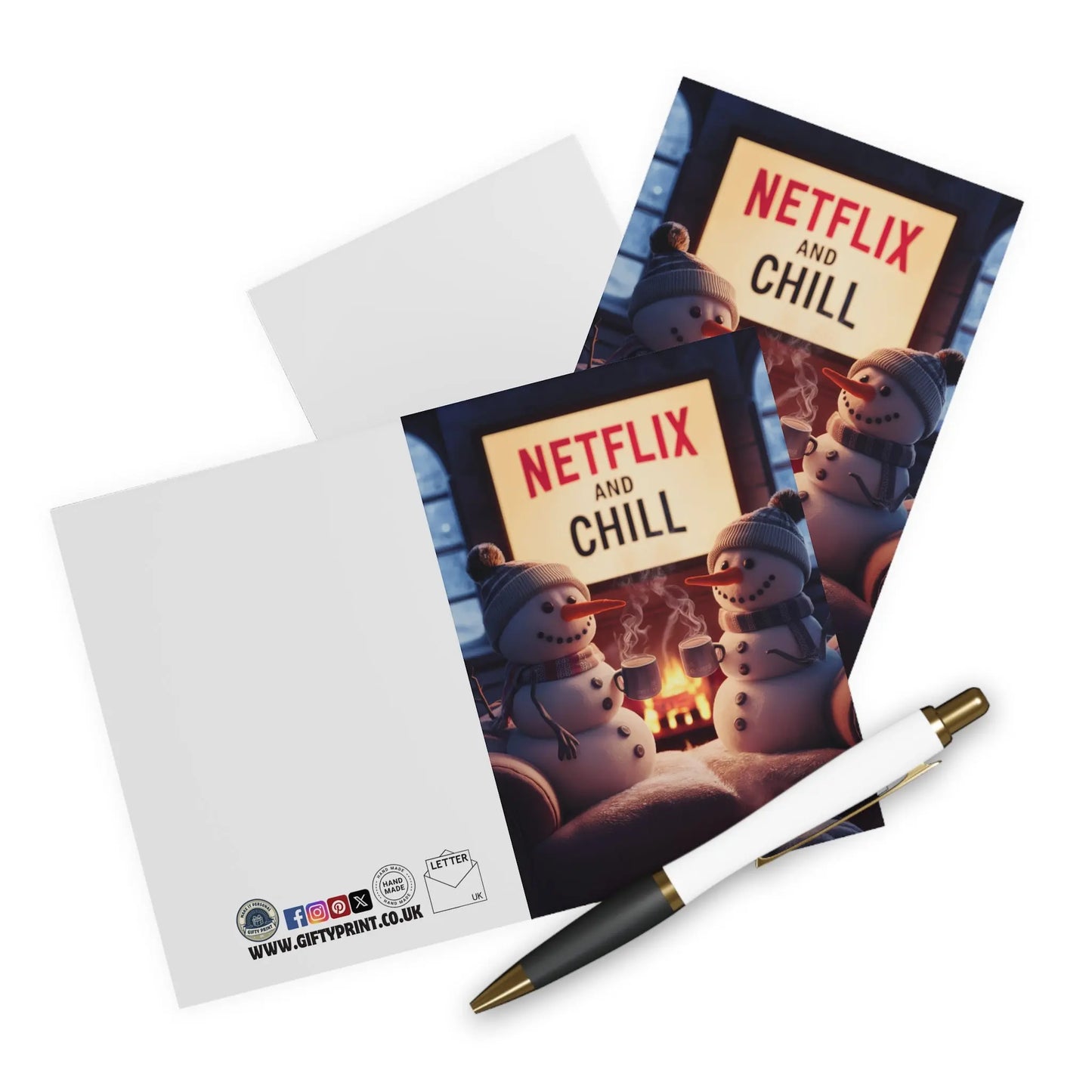 context view of Christmas Card Netflix & Chill Snowmen