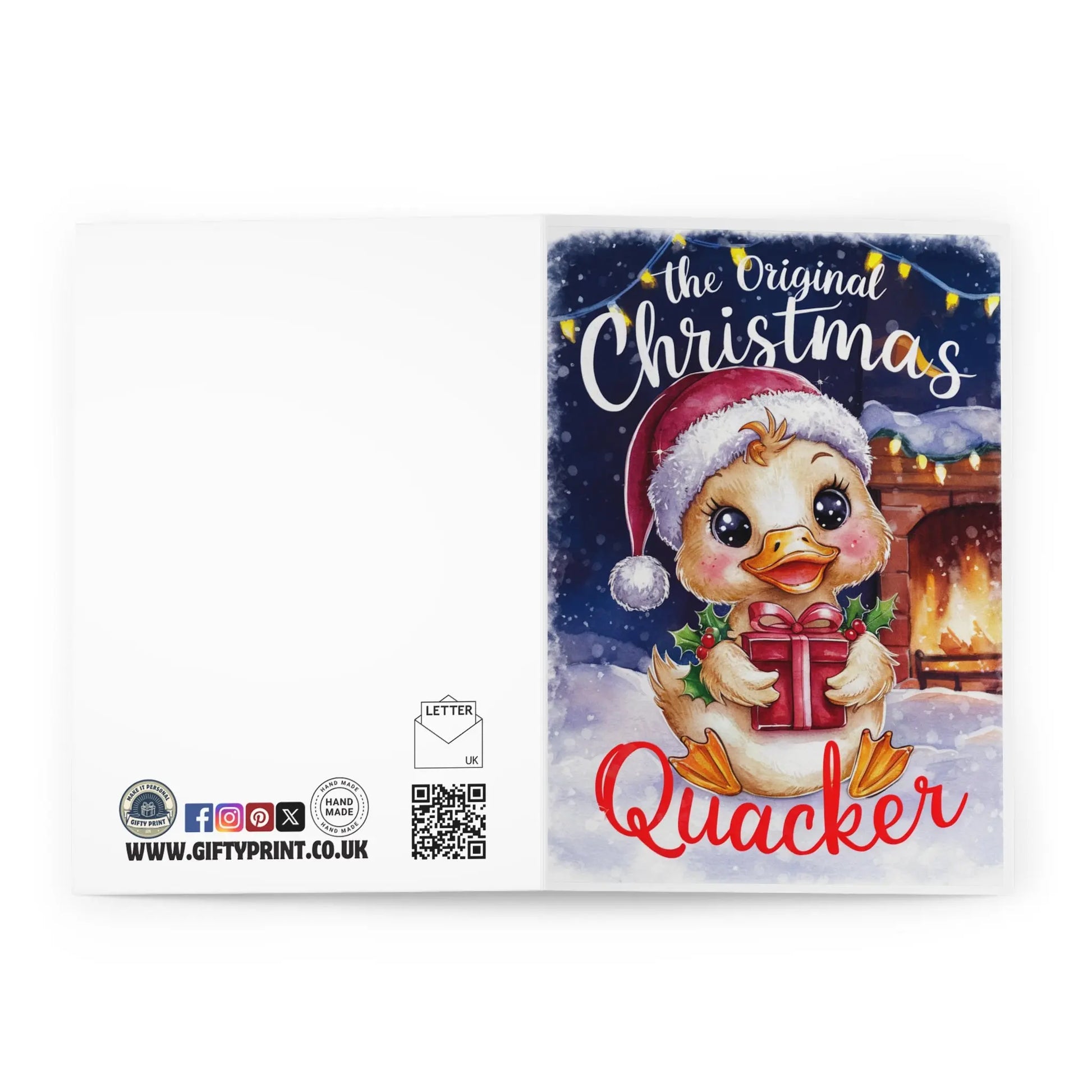 Funny Christmas Card The Original Christmas Quacker  open