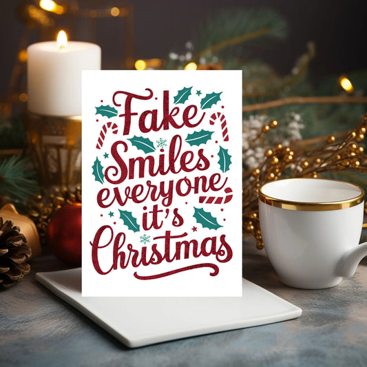 Christmas Card Fake Smiles Everyone It's Christmas