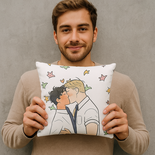 Cute Gay Cushion Cover Cartoon Kiss 45cm x 45cm