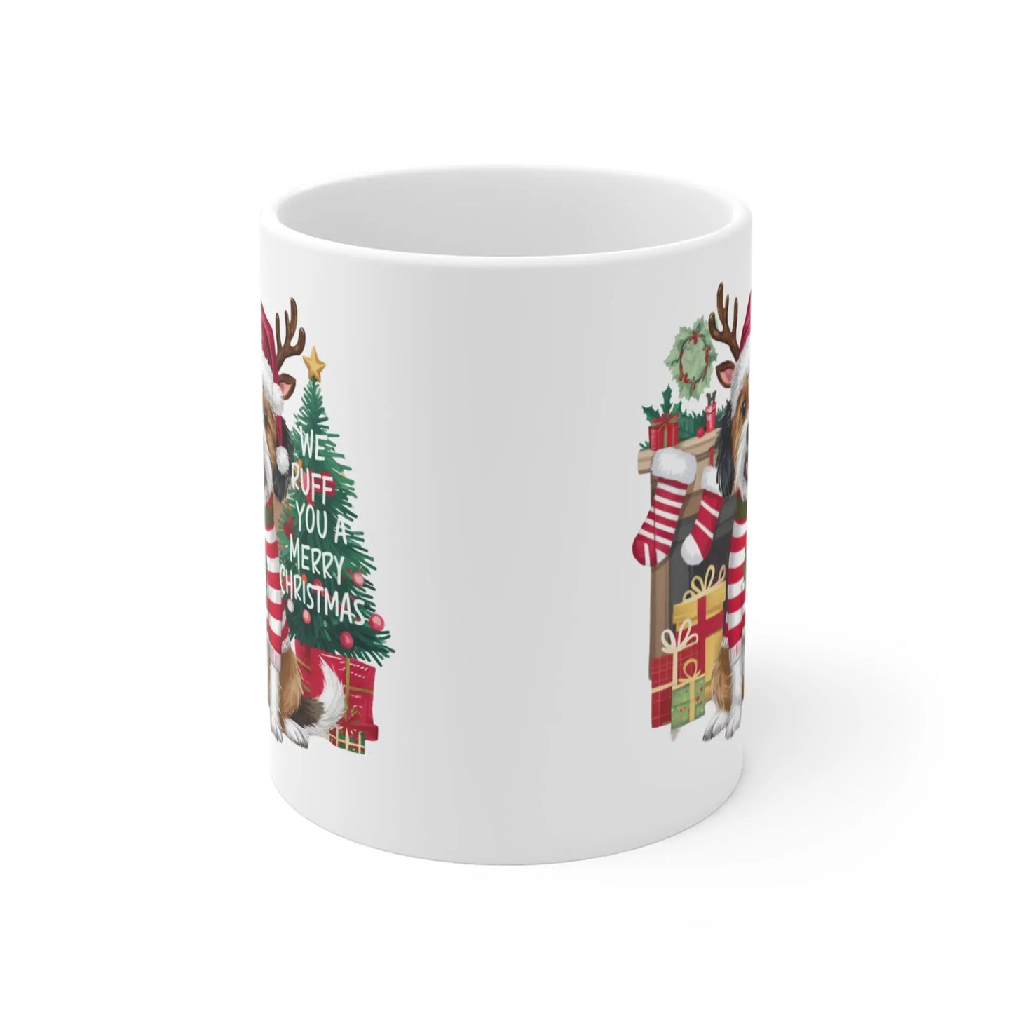 Front Dog Christmas Mug We Ruff You A Merry Christmas 