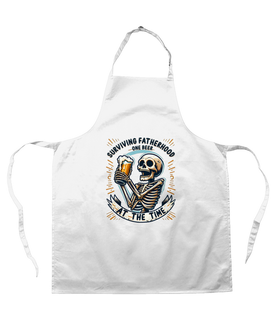 Fathers Day Apron Surviving Fatherhood One Beer At A Time Skeleton