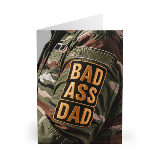 Fathers Day Card Bad Ass Dad Camouflage Army