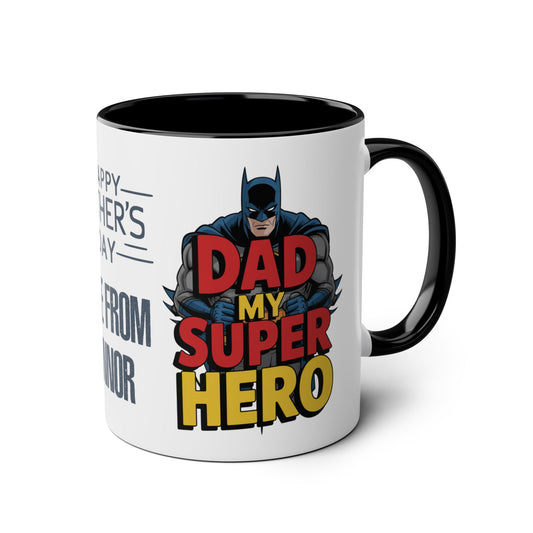 Fathers Day Mug Dad My Super Hero Bat Personalised