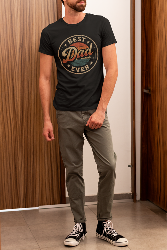 Fathers Day T Shirt Retro Sun Best Dad Ever