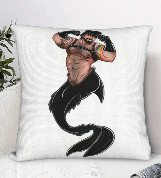 Fun Gay Leather Merman Cushion Cover 45cm x 45cm 