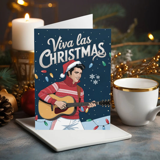 Funny Elvis Christmas Card Viva Las Christmas