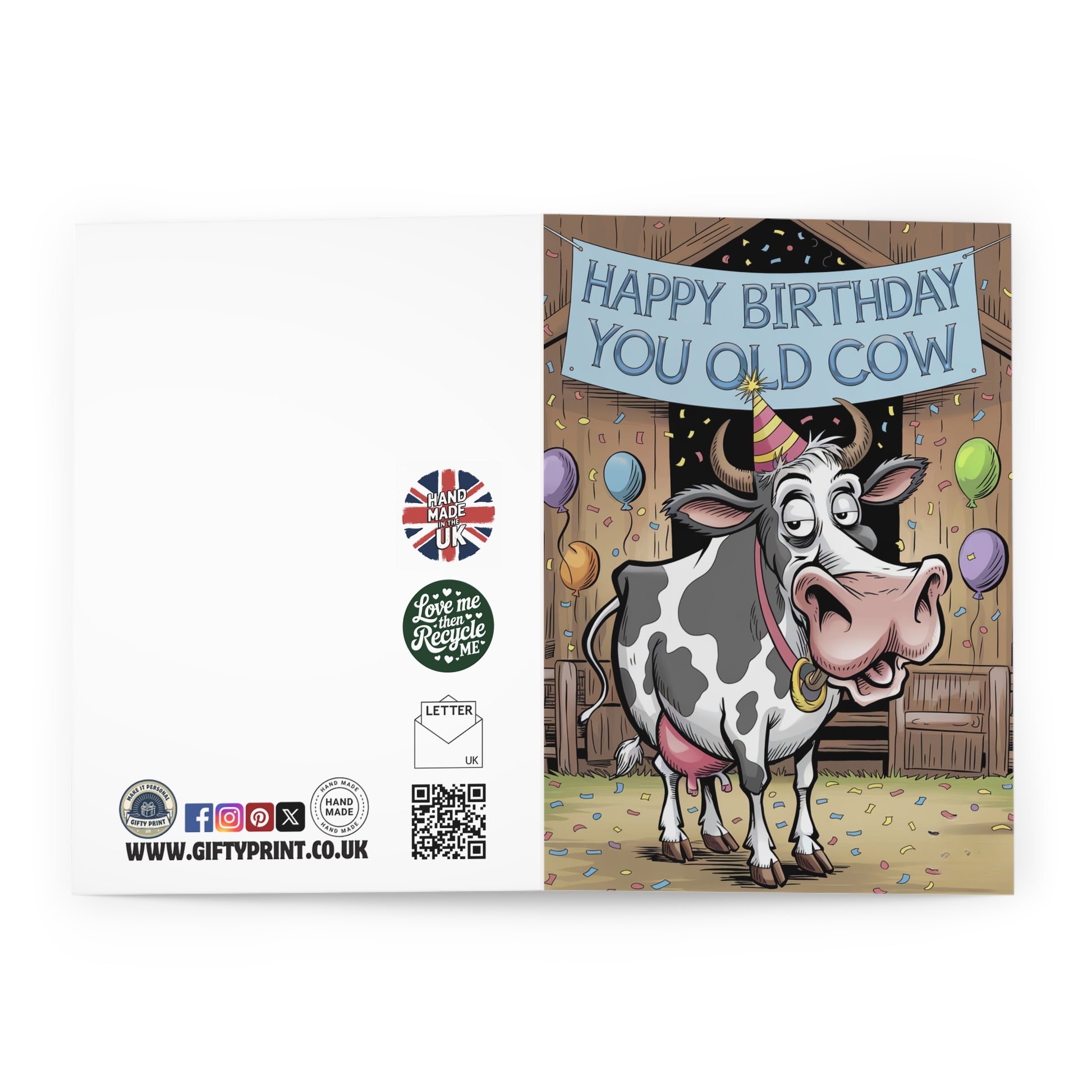 Funny Birthday Card Happy Birthday You Old Cow!
