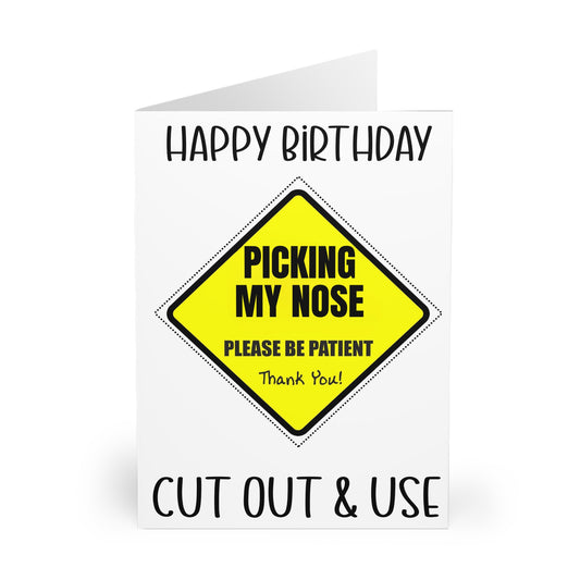 Funny Birthday Card Picking My Nose Cut Out Car Sign