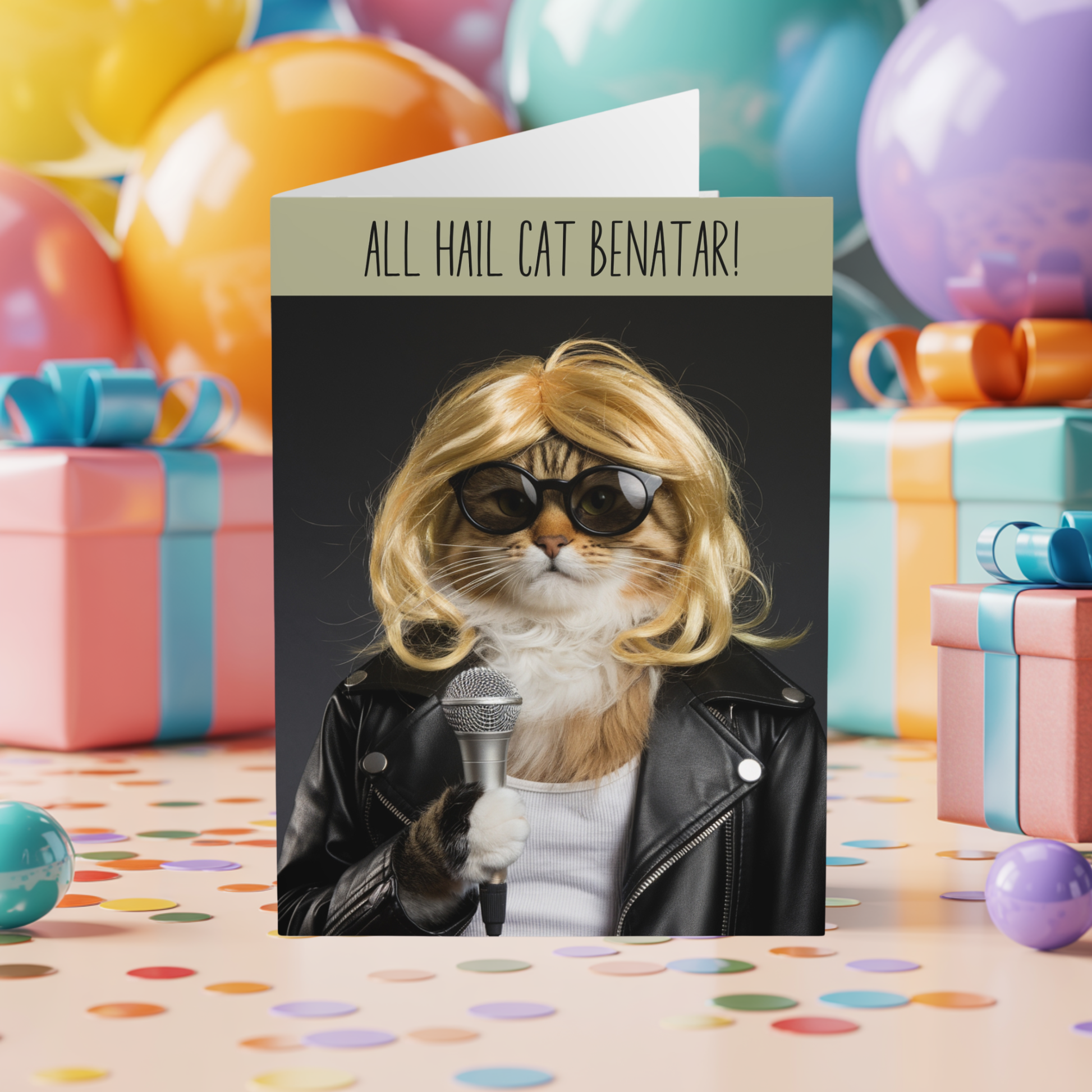 Funny Cat Birthday Card - All Hail Cat Benatar
