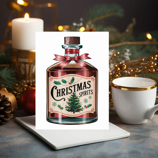 Funny Christmas Card Bottle Of Christmas Spirits